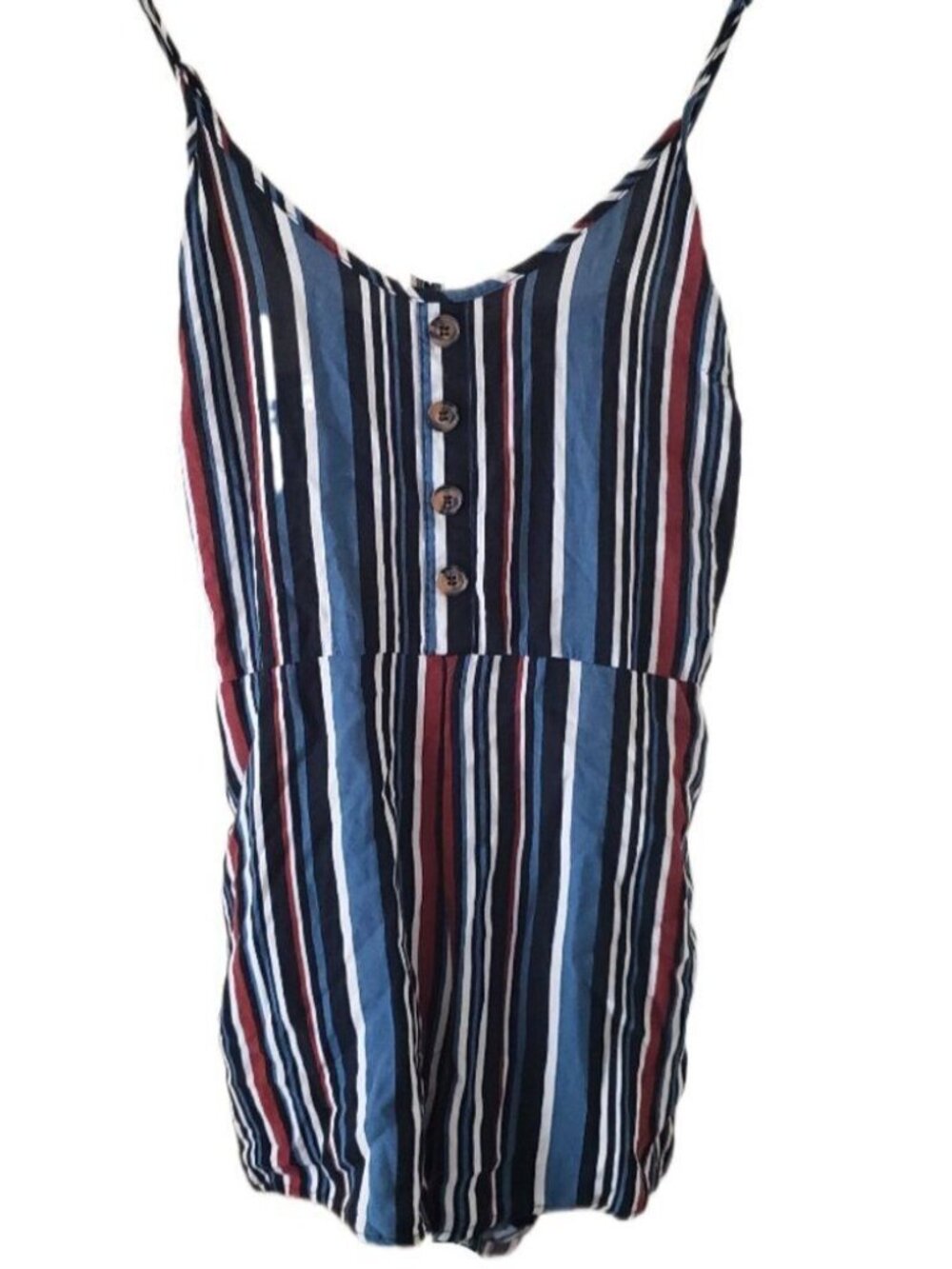 UK2LA Striped Romper with Button Front